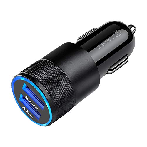 Fast Car Charger, Quick Charging 5.4A/30W Phone USB Adapter Rapid Plug 2 Port Cigarette Lighter Charger Flush Compatible Samsung, Tablet, iPhone, iPad, LG, Automobile Charger