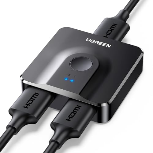 UGREEN HDMI Switch 4K@60Hz, Bi-Directional HDMI Switcher 2 in 1 Out HDMI Splitter 1 Input 2 Output Supports UHD 3D HDR Compatible with PS5, PS4, Xbox Series X/S, Roku, Fire Stick, Black