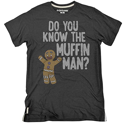 Popfunk Shrek Muffin Man Slim Fit Unisex Adult Triblend Heather T Shirt (X-Large) Charcoal