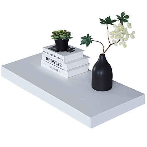 WELLAND 12' Deep White Floating Shelves, Floating Shelf Wall Shelf Display Floating Shelf, 35.43' L x 11.81' D x 2' T, Deeper Than Others, White