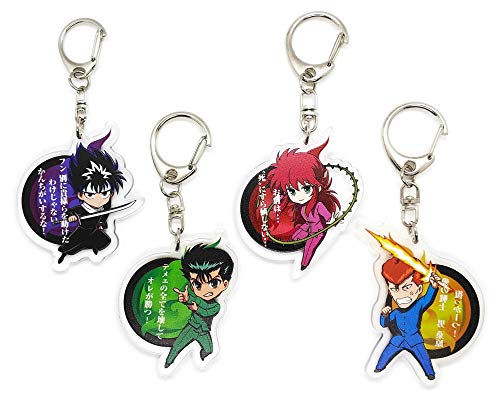 EBTY DREAMS Inc. - Set of 4 Yu Yu Hakusho Acrylic Keychain Yuusuke Urameshi, Hiei, Kurama, Kazuma Kuwabara