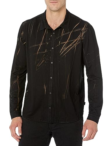 John Varvatos Men's Phoenix Long Sleeve Shirt, Black