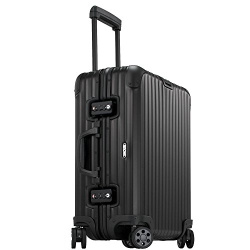 Rimowa Topas Stealth Aluminium Carry on Luggage 21in Inch Multiwheel 32L TSA Lock Spinner Suitcase,Adjustable, Matte Black