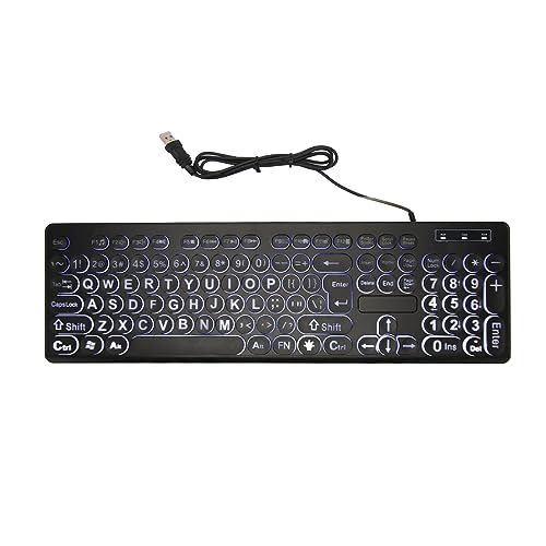 Cyrank 104 Key Wired Gaming Keyboard, Large Print Mechanical Gaming Keyboard Backlit Keyboard for Elderly Visually Impaired
