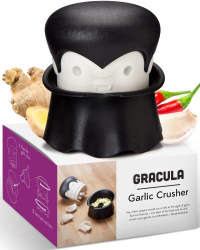 Gracula Garlic Crusher by OTOTO - Vampire Garlic Mincer, Works on Herbs, Ginger, Nuts, Chili - Garlic Grinder, Funny Kitchen Gadgets Cooking Gifts Cool Gadgets 2024 Funny Kitchen Gifts Garlic Chopper