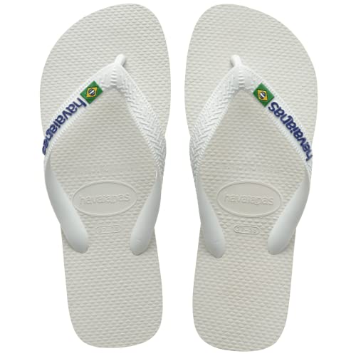 Havaianas Men's Brazil Logo Flip Flop Sandal, White, 9-10