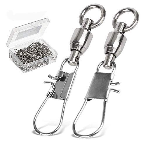 AMYSPORTS Fishing Swivels with Interlock Snap Ball Bearing Swivels Fishing Snap Swivels Saltwater Freshwater Fishing Tackle Leader Lure Jigs Line Fishing Connector 25pcs 20lbs