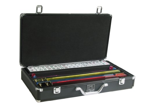 White Swan Mah Jongg Set - American Mahjong Game Set (White Tiles, Pusher Arms, Aluminum Case, Black)