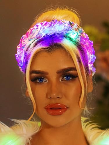 CAKURE Light Up Headband Flash Glowing Hair Band Headbands Laser Hair Hoop for Nightclub Party Costume Headwear Decoration Hair Accessories for Women and Girls
