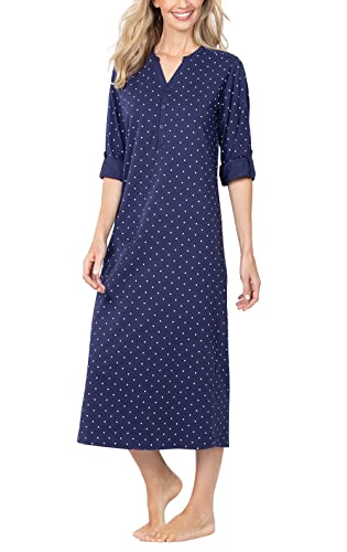 PajamaGram Womens Nightgowns So Soft - Long Nightgowns for Women, Navy, M, 8-10