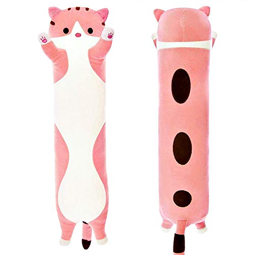shangman Lovely Plush Cat Cute Cartoon Soft Stuffed Kitten Long Throw Sleeping Pillow Doll Toy Gift for Kids Girlfriend Multiple Size (Pink,70cm/27.5in)