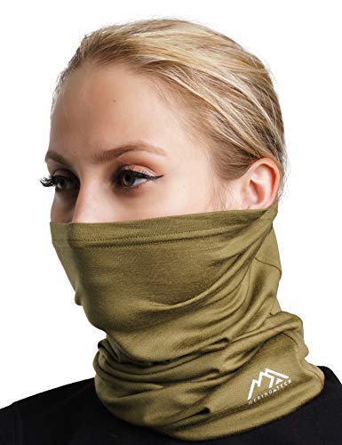 Merino.tech Merino Wool Ski Neck Gaiter - Face Mask Neck Warmer for Men & Women (Olive Grove)