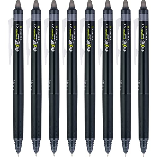 Pilot, FriXion Synergy Clicker Erasable, Refillable, Retractable Gel Ink Pens, Extra Fine Point 0.5 mm, Pack of 8, Black