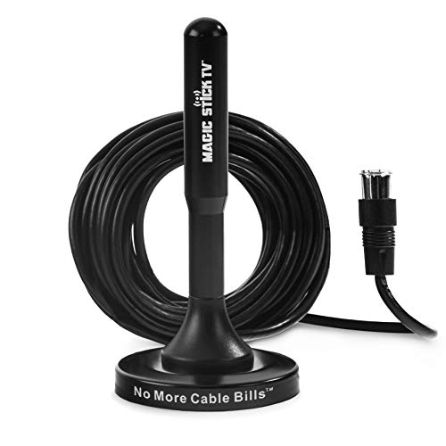 Magic Stick TV Antenna for Smart TV Indoor- MS-45MAX Model Multi-Directional - 4k 1080p HD Digital TV Antenna Indoor with Magnetic Base (High Definition) - Omnidirectional Indoor Antenna - Black