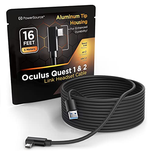 PowerSource 16ft Long Link Cable for Oculus Quest/Meta Quest 1 & 2 High Speed Data Transfer & Charging, USB 3.2 Gen 1 for Gaming Laptops & PCs, Aluminum Shell, Provides Maximum Data Transfer Rates