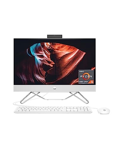 HP All-in-One Bundle PC, 23.8' FHD Micro-Edge Touchscreen Display, AMD Ryzen 5 processor, AMD Radeon Graphics, 12 GB RAM, 512 GB SSD, Windows 11 Home OS, Wi-Fi (24-cb1142, 2022)