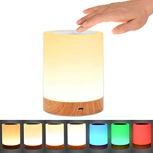UNIFUN Night Light, Touch Lamp for Bedrooms Living Room Portable Table Bedside Lamps with Rechargeable Internal Battery Dimmable 2800K-3100K Warm White Light & Color Changing RGB (Regular Size)…