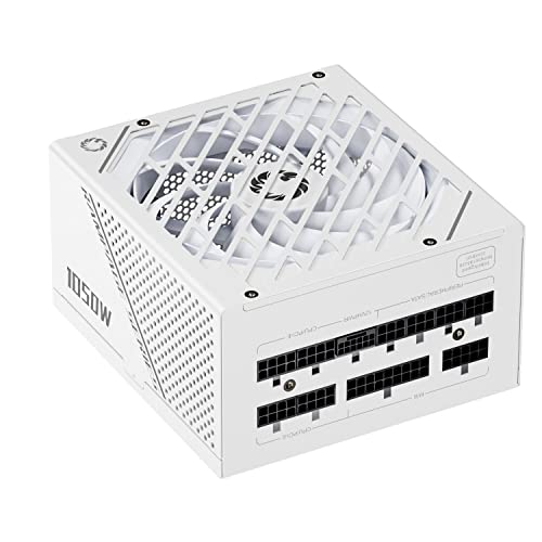 GAMEMAX Rampage Series 1050W ATX 3.0 & PCIe 5.0 80 Plus Platinum Certified Fully Modular Power Supply, 135mm F.D.B Fan, 105°C Japanese Caps, 10 Year Warranty, GX1050, White