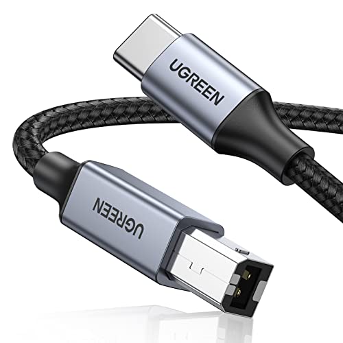 UGREEN USB B to USB C Printer Cable 6 FT, Nylon Braided USB C to USB B Printer Cable for MacBook Pro/Air, USB C MIDI Cable Compatible with Yamaha Piano MIDI Keyboard, DAC for iPad Pro