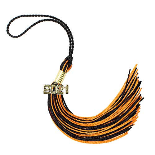2021 Black/Orange Graduation Tassel - Every School Color Available -Made in USA