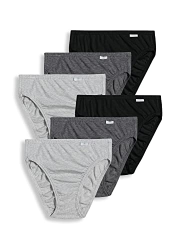 Jockey Women's Underwear Elance French Cut - 6 Pack, Grey Heather/Charcoal Heather/Black, 5