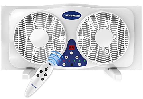 KEN BROWN 9 Inch Remote Control Window Fan With 3-Speed Reversible Air Flow and Thermostat, Quiet Exhaust and Intake