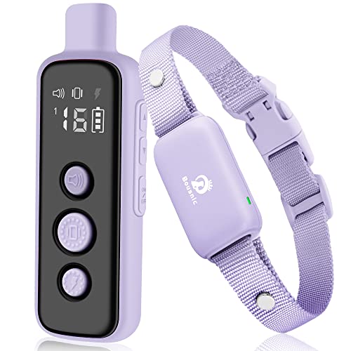 Bousnic Shock Collar for Dogs - Waterproof Rechargeable Dog Electric Training Collar with Remote for Small Medium Large Dogs with Beep, Vibration, Safe Shock Modes (8-120 Lbs) (Purple)