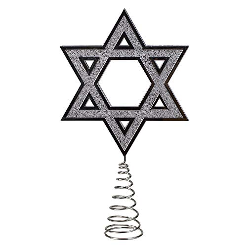Kurt Adler H0260 9.5' Silver Star Of David Hanukkah Holiday Tree Topper