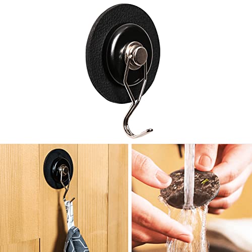 silwy The One Magnetic Hook Including Metal Nano Gel Pad in 7.5 cm Black - No Drilling or Screwing Again - Flexible Use