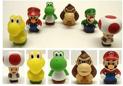 Super Mario Brothers Bath Play Set with Mario, Luigi, Koopa Troopa, Yoshi, Donkey Kong, and Toad (Unique Design)