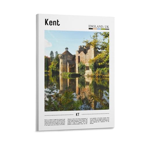 ZceRa Kent England United Kingdom Travel Landscape Poster Room Aesthetics United Kingdom Travel Landscape Canvas Wall Art Print Poster For Home School Office Decor 20x30inch(50x75cm)