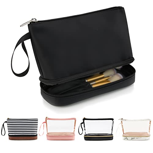 Ethereal Makeup Bag for Purse, Small Travel Makeup Organizer Bag for Women Daily Double Layer Cosmetic Bag Portable Makeup Brush Bags