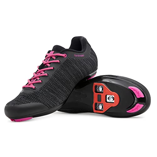 Tommaso Pista Aria Indoor Cycling Shoes For Women: Peloton Bike Compatible With Pre-Installed Look Delta Cleats Perfect for Spin Bike & Road Bike Use - Peleton Shoes With Delta Clips Shoe Soul Pink 40