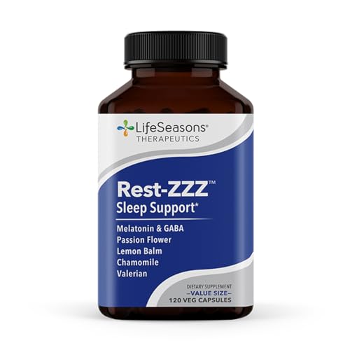 Rest-ZZZ - Powerful Sleep Support Supplement - Fall Asleep & Stay Asleep - Calms Nervous System - Naturally Ease Muscle Tension & Restlessness - Low Dose Melatonin GABA & Chamomile - 120 Capsules