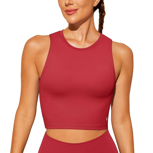 Natural Feelings Sports Bras for Women Removable Padded Yoga Tank Tops Sleeveless Fitness Workout Running Crop Tops Wine