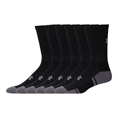 Under Armour Adult Resistor 3.0 Crew Socks, Multipairs , Black/Graphite (6-Pairs) , Large