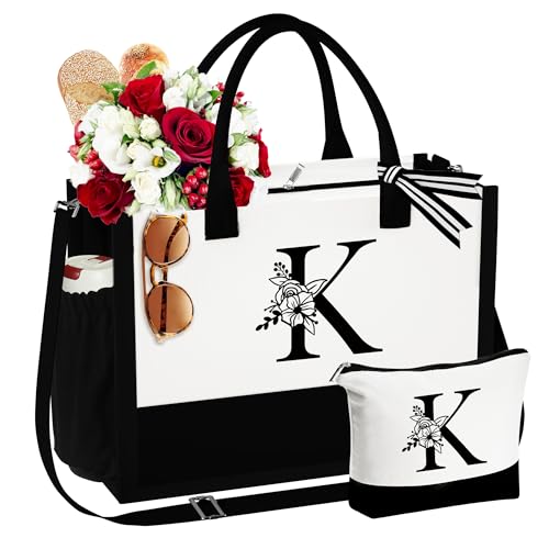YOOLIFE Birthday Gifts for Women, Monogram Tote for Women Woman Birthday Gifts for Women Teacher Gifts Best Friend Birthday Gifts Mom Wife Girlfriend Sister Wedding Christmas Gifts Daughter Gifts K