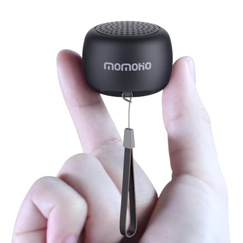 MOMOHO The Smallest Mini Bluetooth Speaker Wireless Tiny Speakers with Built in Mic,TWS Pairing Portable Speaker for Hiking, Running, Car, Outdoor, Travel, Gifts (Black)