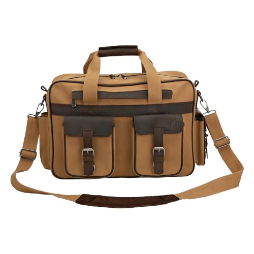 Flight Outfitters Unisex Bush Pilot Folio Hand/Shoulder Carry Canvas & Leather Work Travel Aviation Gear Organizer Flight Bag