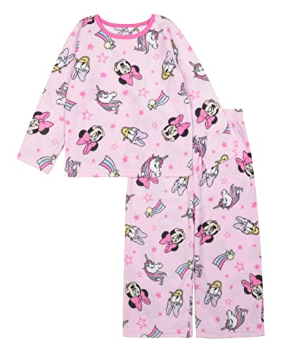 Disney Girls Descendants | Encanto | Frozen | Princess | Little Mermaid | Lilo & Stitch | Raya 2-Piece Loose-Fit Pajamas Set, Minnie Friends & Unicorns 2, 3T