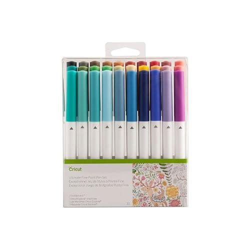 Cricut Ultimate Fine Point Pen Set, 0.4mm Fine Tip Pens to Write, Draw & Color, Create Personalized Cards & Invites, Use with Cricut Maker and Explore Cutting Machines, 30 Assorted Colored Pens 1 Pack