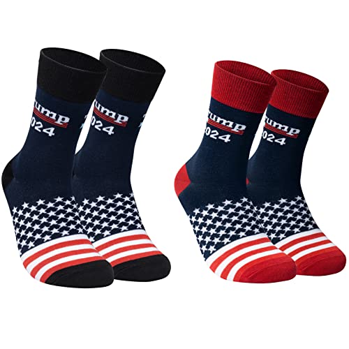 2 Pack Trump 2024 Socks Men Women Novelty Cotton Crew Sock