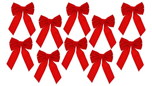 Celebrate A Holiday Red Velvet Christmas Wreath Bow, Set of 10 - Dimensions of 9' W X 13' L - Great for Christmas Garland, Large Gifts, and Parties - Indoor or Outdoor Christmas Decorations (1 Pack)
