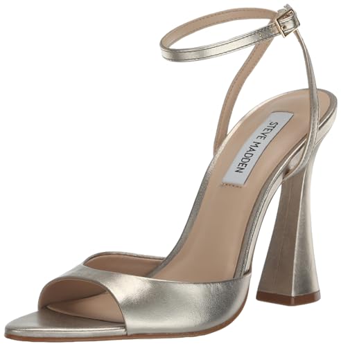 Steve Madden Women's Beki Heeled Sandal, Gold Leather, 7