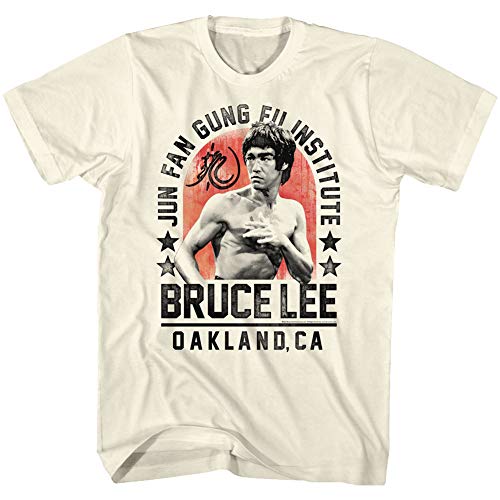Bruce Lee Chinese Martial Arts Icon Jun Fan Gung Fu Institute Adult T-Shirt Tee Off-White X-Large
