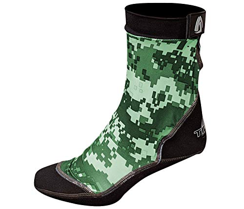 Tilos Sport Skin Socks for Adults and Kids, Protect Against Hot Sand & Sunburn for Water Sports & Beach Activities (M, Digital Green)