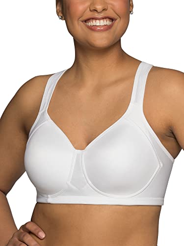 Vanity Fair womens Wireless Medium Impact Plus Size Padded Sports (36c-44ddd) Bra, Wireless - White, 42B US