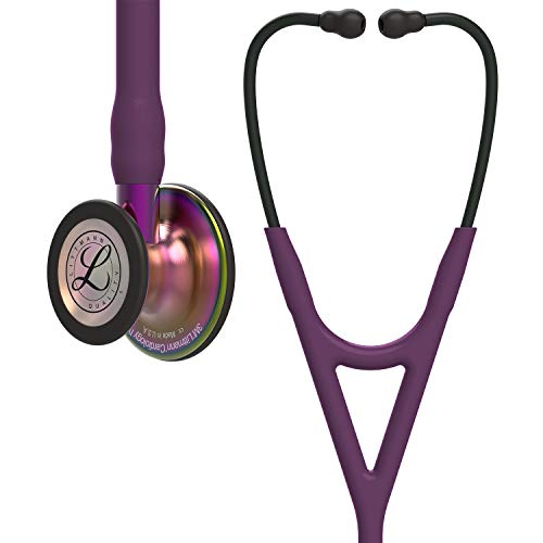 3M 6205 Littmann Cardiology IV Rainbow-Finish Chestpiece Diagnostic Stethoscope, 27' Plum Tube, Violet Stem and Black Headset