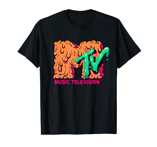 Mademark x MTV - MTV Logo Orange Slimy Goo Green Slime Melted MTV T-Shirt