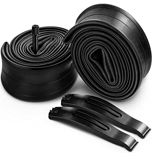 Hapleby 2PCS Premium Bike Tubes Compatible for 26 Inch x 1.75/1.95/2.10/2.125 Bike Tire, Mountain Bike Inner Tube with Schrader Valve, 2PCS Levers